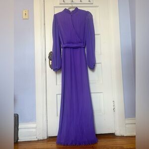Rare Vintage Anthony Muto Designer 70s Chiffon Sheer Purple Gown Dress Medium